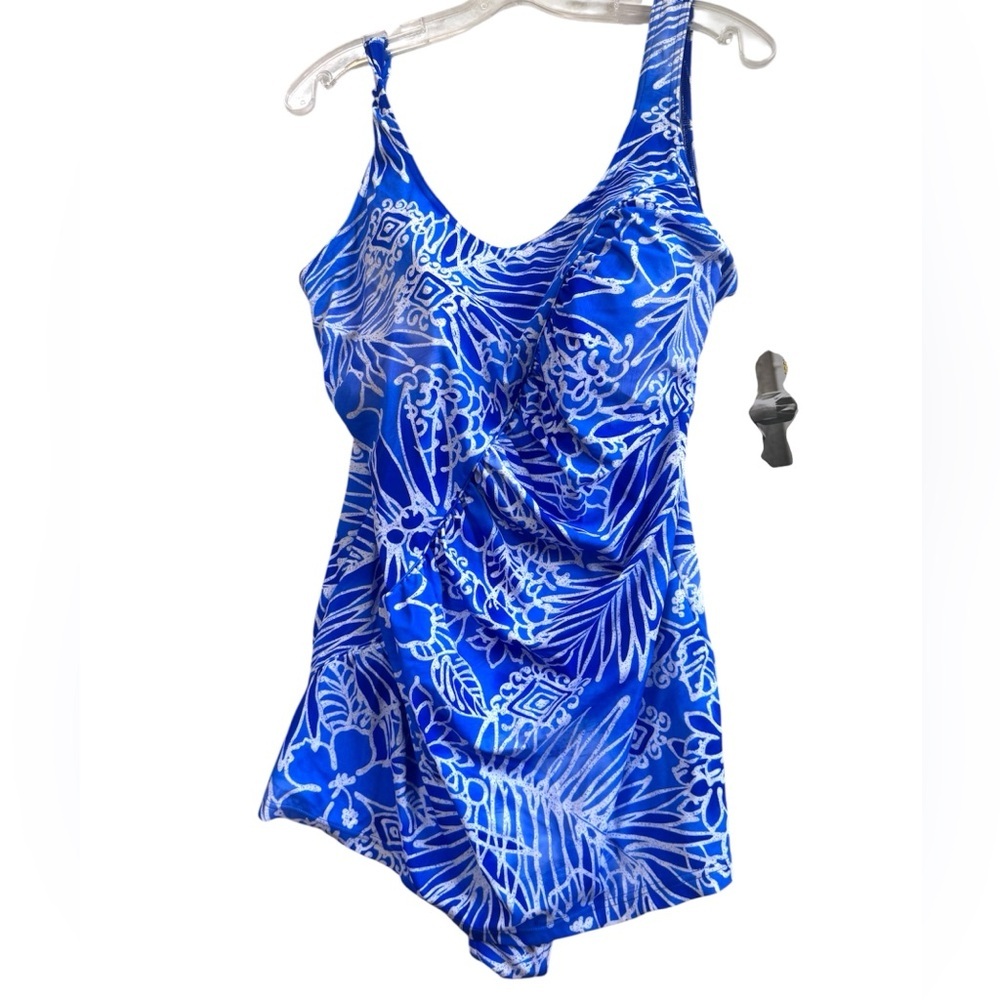 Body Concepts NEW Tummy Thinner Floral Ruched Swim Suit Skirted Pads Support 22W